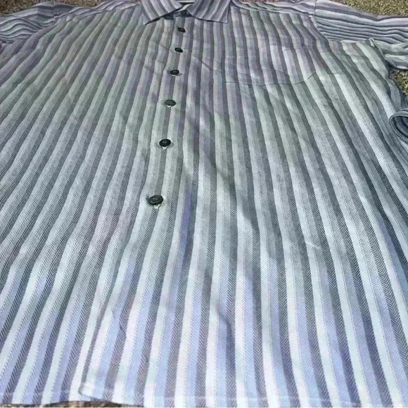 Ermenegildo Zegna Shirt Men's XL Blue/White Long Sleeve Striped Button Down - Picture 2 of 11